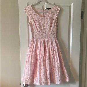Women's Pink Eyelet Fit-and-Flare Dress